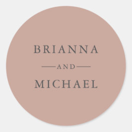 テラコッタシンプルエレガントな結婚式の新婦と新郎 ラウンドシール
