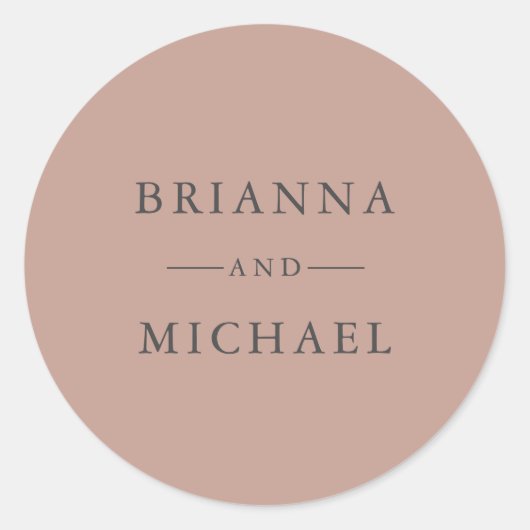 テラコッタシンプルエレガントな結婚式の新婦と新郎 ラウンドシール (正面)
