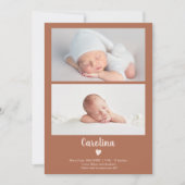 テラコッタシンプルハート2枚の写真ベビー誕生 案内状 (正面)