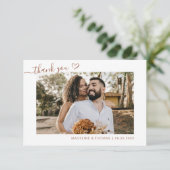 テラコッタシンプルボホハートスクリプ結婚ト サンキューカード (スタンド正面)