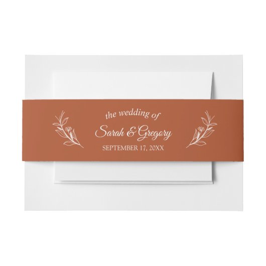 テラコッタシンプルボホフローラ結婚ズ 招待状ベリーバンド (正面例)