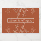 テラコッタシンプルボホフローラ スパークリングワインラベル (シングルラベル)