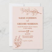 テラコッタシンプルボホーフローラビカラーズ結婚ス 招待状 (正面)