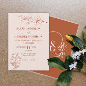 テラコッタシンプルボホーフローラビカラーズ結婚ス 招待状