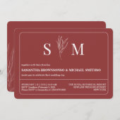 テラコッタシンプルー結婚フラワーズ 招待状 (正面/裏面)