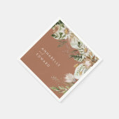 テラコッタシンプル植物性モダンのエレガント葉 スタンダードカクテルナプキン (角)