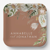 テラコッタシンプル植物性モダンのエレガント葉 ペーパープレート (正面)