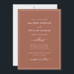 テラコッタシンプル結婚式招待状 招待状<br><div class="desc">テラコッタシンプル結婚式招待状。このシックでデザインで結婚式招待状を特別な日のように思い出に残スタイリッシュす。上品なシンプルtouchでミニマルなスタイルを伝統的楽しめるこの文字限定の招待モダンは、クラシックのテラコッタ/燃えたオレンジの枠と手文字の書き物を備え縁どている。Terracottaのスイートシンプルでエレガント調整製品を結婚見つけること。</div>