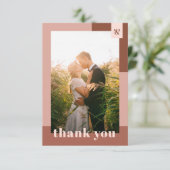 テラコッタジオメトリックタイポグラフィ結婚写真 サンキューカード (スタンド正面)