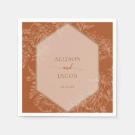テラコッタジオメトリックフローラタペストリー結婚ズ スタンダードカクテルナプキン