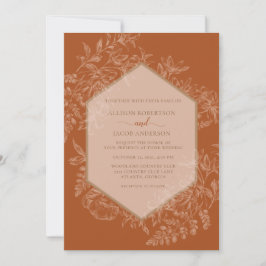 テラコッタジオメトリック結婚フローラ 招待状