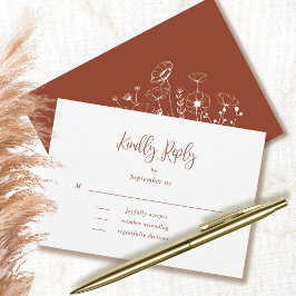 テラコッタスクリプトタイポグラフィフローラ結婚式RSVP