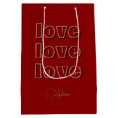 テラコッタスタイリッシュクリーン3 x愛 | 赤ビロード ミディアムペーパーバッグ (裏面)