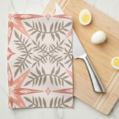テラコッタスターズ&つる植物ボホパターン キッチンタオル (四つ折り)