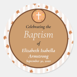 テラコッタストライプーリースとリーフ秋バプテスマ ラウンドシール