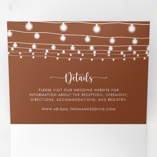 テラコッタストリングライツリ結婚フォーズ 三つ折り招待状 (内部最初)