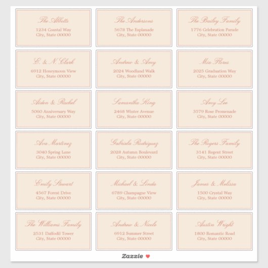 テラコッタストローベージュ18ゲスト住所 シール (シート)