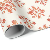 テラコッタスノーフレークパターンホリデークリスマス ラッピングペーパー (ロールコーナー)