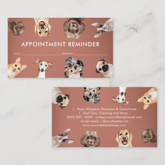 テラコッタスモールサイズドッグズペットシッターアポイントメント 名刺 (正面/裏面)