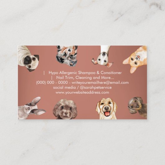 テラコッタスモールサイズドッグズペットシッターアポイントメント 名刺 (裏面)