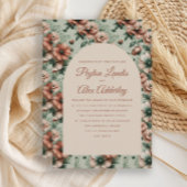 テラコッタセージグリーンフローラアーチ結婚ーズ 招待状
