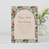 テラコッタセージグリーンフローラアーチ結婚ーズ 招待状 (スタンド正面)