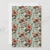 テラコッタセージグリーンフローラアーチ結婚ーズ 招待状 (裏面)