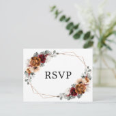 テラコッタセージブルガンディグリーナリージオメトリックRSVP ポストカード (スタンド正面)