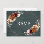 テラコッタセージブルガンディグリーナリージオメトリックRSVP ポストカード (正面/裏面)