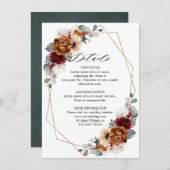 テラコッタセージブルゴーニュフローラ幾何学結婚ズ エンクロージャーカード (正面/裏面)