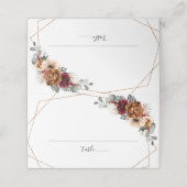 テラコッタセージブルゴーニュフローラ幾何学結婚ズ プレイスカード (外部開封)