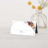 テラコッタセージブルゴーニュフローラ幾何学結婚ズ プレイスカード (裏面)