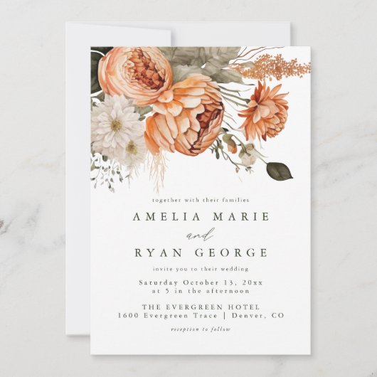 テラコッタセージボホフローラ結婚式招待状 招待状 (正面)