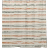 テラコッタセージモダンミニマリストストライプボホ シャワーカーテン (正面)