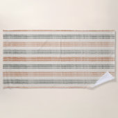 テラコッタセージモダンミニマリストストライプボホ ビーチタオル (正面)