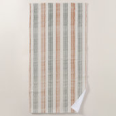 テラコッタセージモダンミニマリストストライプボホ ビーチタオル (正面)