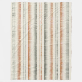 テラコッタセージモダンミニマリストストライプボホ フリースブランケット