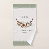 テラコッタセージ緑のスタグアントラーフローラエレガントb バスタオルセット (ハンドタオル)