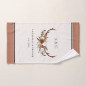 テラコッタセージ緑のスタッグアントラーエレガントフローラ バスタオルセット (ハンドタオル)