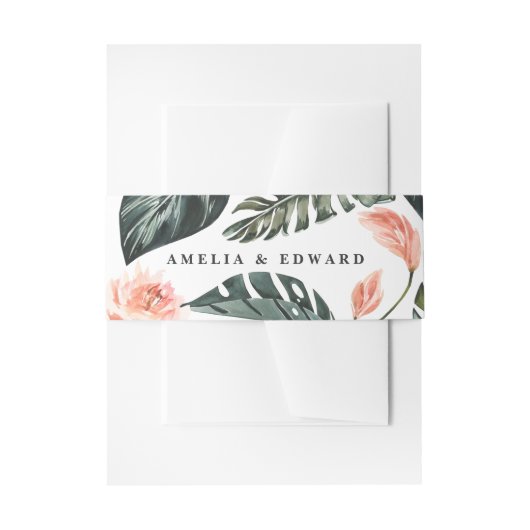 テラコッタセージ緑結婚の葉の葉 招待状ベリーバンド (正面例)