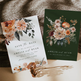 テラコッタセージBohoフローラ保存日付 招待状