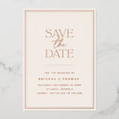 テラコッタセーブ日付バラ金ゴールド 箔招待状 (正面)