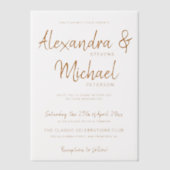 テラコッタタイポグラフィス結婚クリプトのオーバーレイ ベラム紙招待状 (正面)