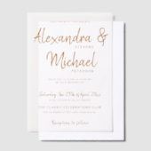 テラコッタタイポグラフィス結婚クリプトのオーバーレイ ベラム紙招待状 (オフセット)