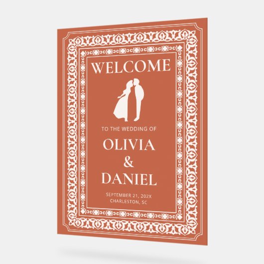 テラコッタタイル結婚のウェルカムディスプレイ アクリルサイン (傾斜)
