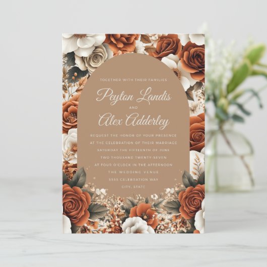 テラコッタタウペフローラアー結婚チズ 招待状 (スタンド正面)