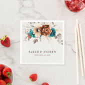 テラコッタターコイズパンパスグラス素朴結婚ズ スタンダードカクテルナプキン (インサイチュ)