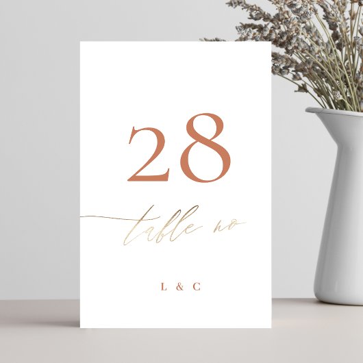 テラコッタダスティオレンジボエレガントホ金ゴールド結婚ズ テーブルナンバー