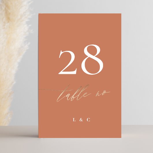 テラコッタダスティオレンジボエレガントホ金ゴールド結婚ズ テーブルナンバー
