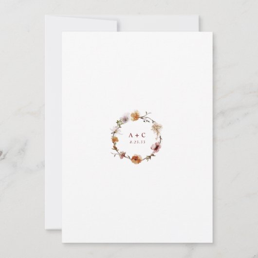 テラコッタダスティバラフローラエレガントウェディング 招待状 (裏面)